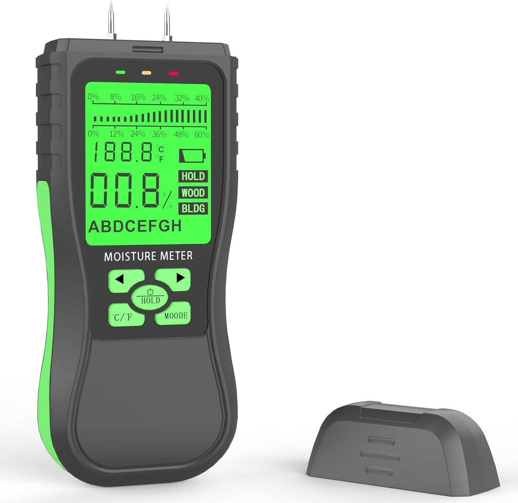 Wood Moisture Meter Moisture Indicator Moisture Meter with LCD Display 8 Calibration Scales and Auto-Off Function Wood Moisture Meter for Wood Cardboard Concrete Paper Bricks