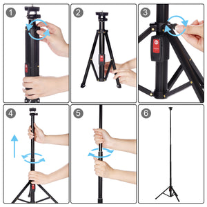 3 Colors LED Ring Light with Tripod Stand Phone Holder Remote Control Adjustable Height Multi USB Charging Cable