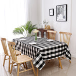 Black and White Buffalo Plaid Blackout Outdoor Curtains Set for Patio Waterproof with Series of Pillowcases & Tablecloth