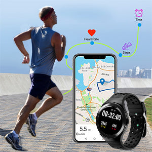 Sports Watch with Heart Rate Monitoring Waterproof 10 Sport Modes Store Data for Unlimited Time Support Google Fit