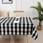 Black and White Buffalo Plaid Blackout Outdoor Curtains Set for Patio Waterproof with Series of Pillowcases & Tablecloth