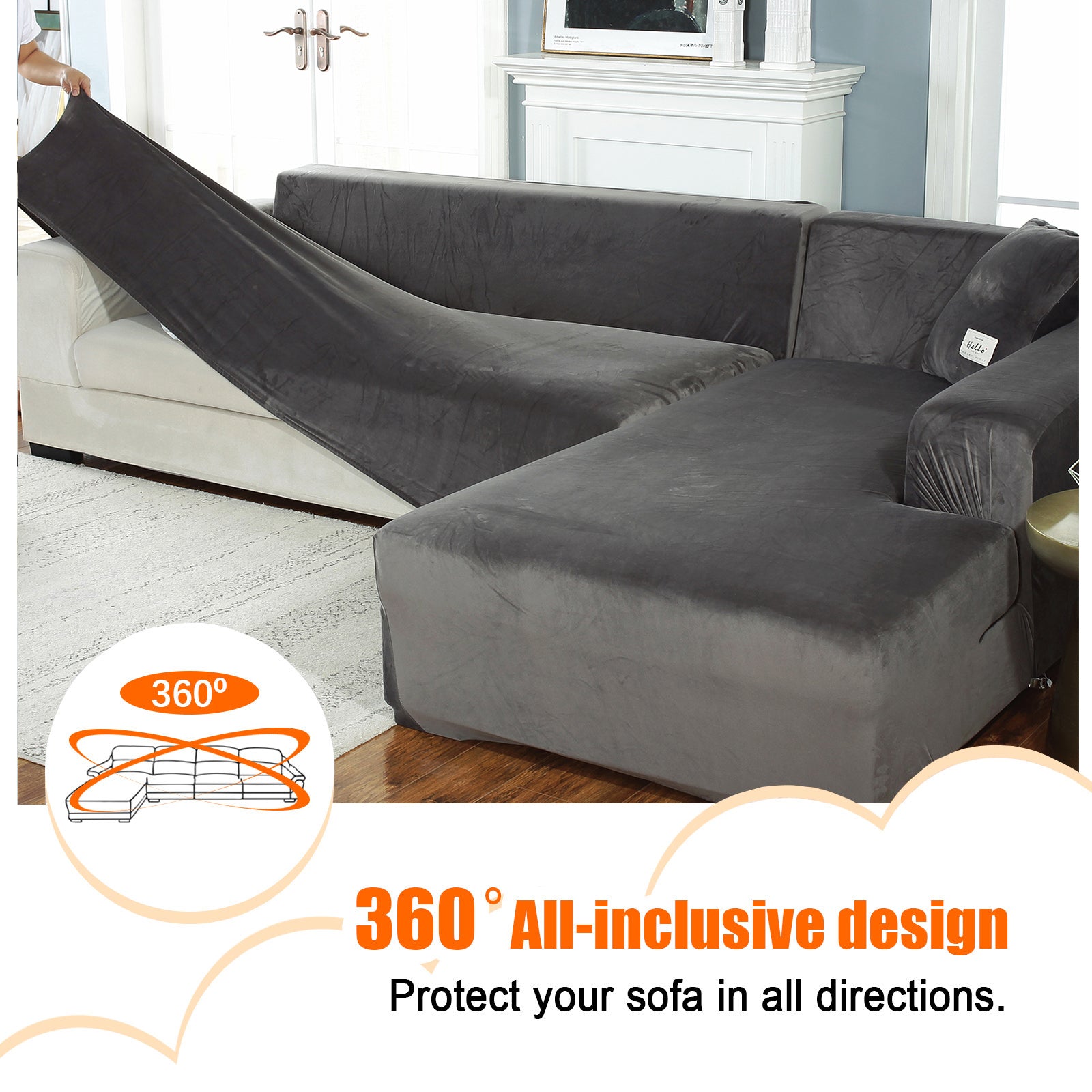 Corner sofa cover L-shaped sofa cover with armrests, Elastic sofa cover, sofa cover with armrests