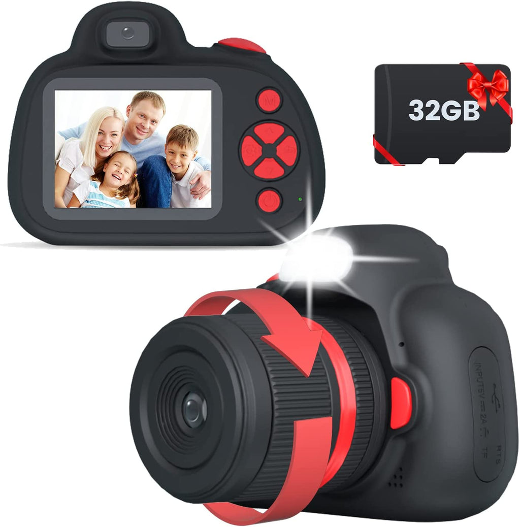 Kids Camera,Digital Camera for Kids 3-8 Year Old,Birthday, Toys for Girls Boys,2.4 inch IPS Screen,Video Camcorder with Flash,32G SD Card Included