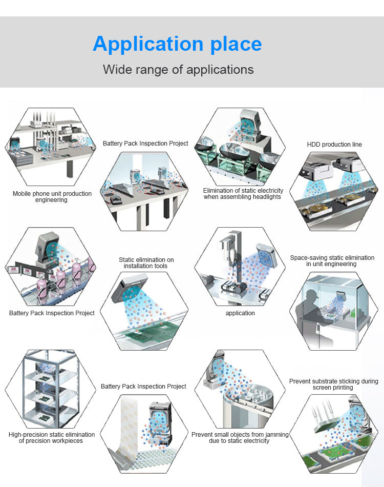 Ionizing Air Blower Static Eliminator Fan Antistatic Ionizer Industrial Overhead Bracket 2/3/4/5 Fans