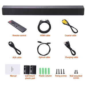 40W Home Theater Audio Sound Bar Wall-mounted TV Soundbar with Built-in Subwoofer for TV PC