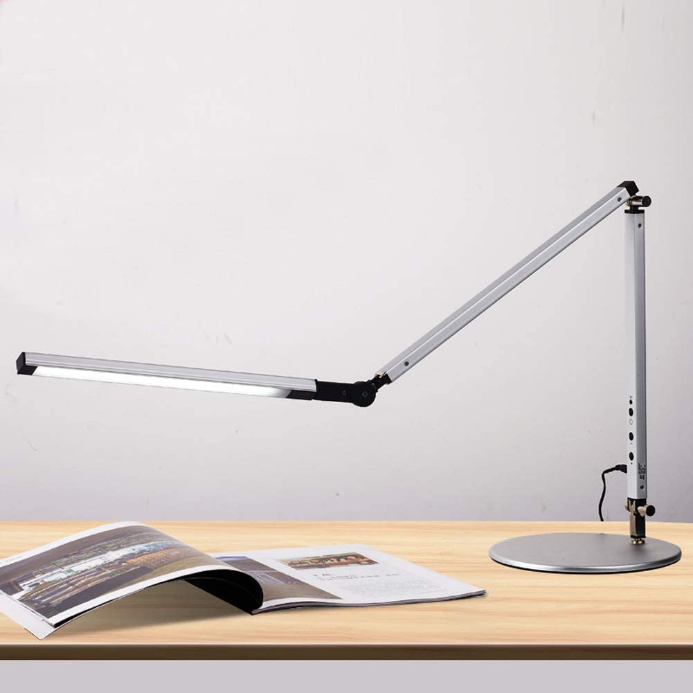 8W 100-240V LED Table Lamp Desk Dimmable Foldable Metal Swing Arm Desk Lamp with 3 Lighting Modes for Desk Office Bedroom Reading