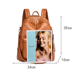 Leather Backpack Purse for Women Shoulder Book Bag Fashion PU Convertible Travel Backpack Purses