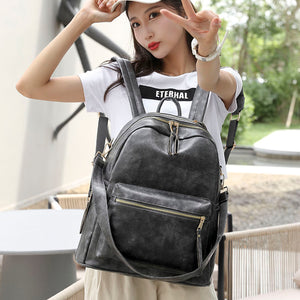 Leather Backpack Purse for Women Shoulder Book Bag Fashion PU Convertible Travel Backpack Purses