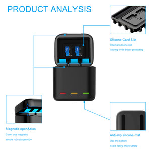 3-Channel USB Quick Charger for GoPro Hero 9 Black