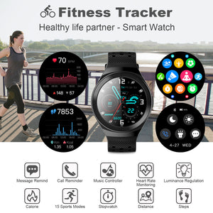 Sports Watch with Heart Rate Monitoring Waterproof 10 Sport Modes Store Data for Unlimited Time Support Google Fit