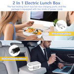 Electric Lunch Box Food Heater, 12V/110VCar Home Portable Lunch Heater with Removable Stainless Steel Container Fork Spoon Carry Bag