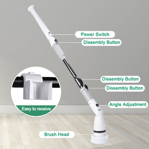 Electric Cleaning Brush Electric Spin Scrubber Adjustable Extension Handle Cordless Electric