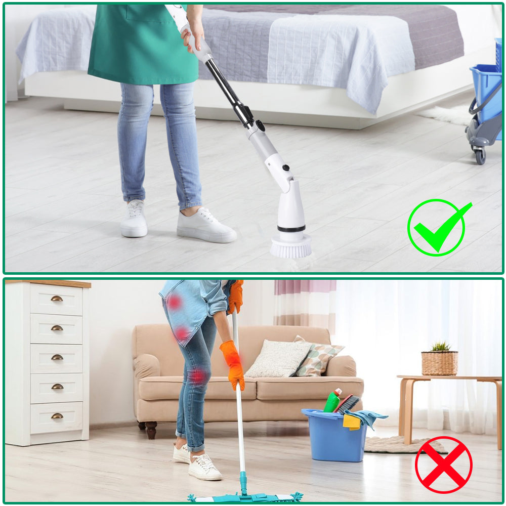 Electric Cleaning Brush Electric Spin Scrubber Adjustable Extension Handle Cordless Electric