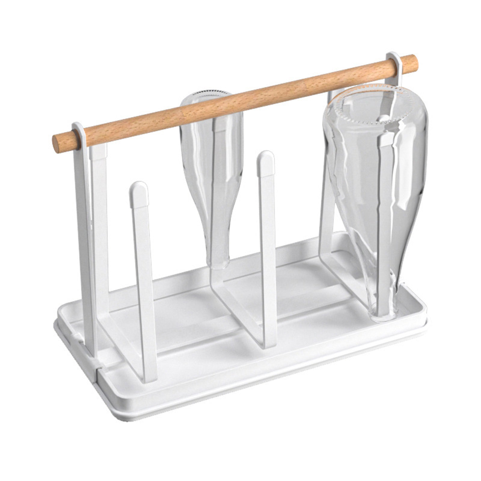 Bottle holder with drip tray, soda bottle stand for 6 bottles, with removable drip mat, drip bottles, bottle dryer for various bottles and cups