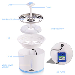 2.4L Automatic Electric Pet Water Fountain Dog Cat Water Dispenser / Filters