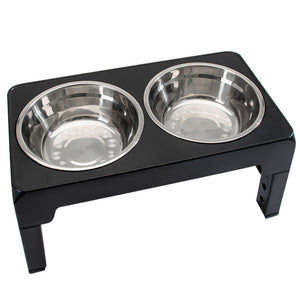 Elevated Dog Bowls Adjustable Raised Dog Bowl Stand with Double Stainless Steel Dog Food Bowls Adjusts to 3 Heights, 7.87”, 9.84”, 11.8 inch