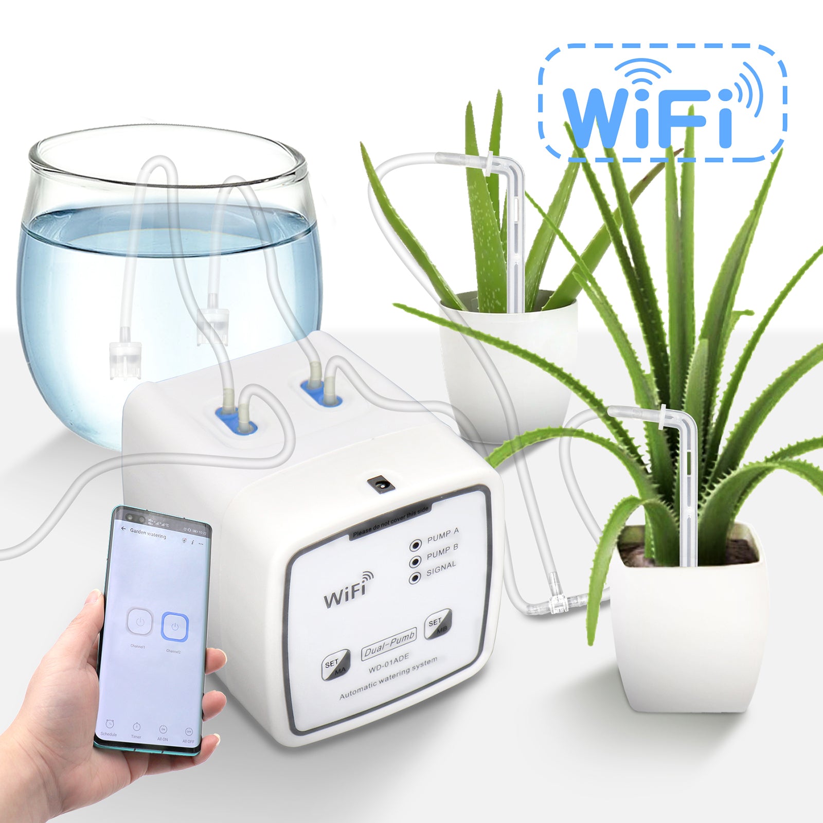 WiFi Plant Watering Devices, Double Pump Automatic Watering System with Programmable Timer