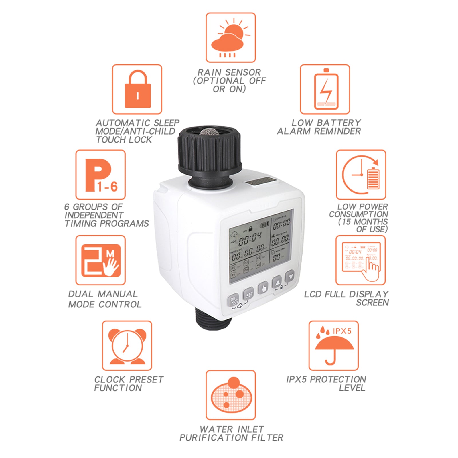 Automatic Watering Timer with Rain Sensor Drip Irrigation Kit Plant Waterer drip Irrigation System