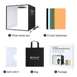 Folding Portable Photo Studio Light Box 12 "x 12" Professional Dimmable Ring Shooting Tent Kit with 6 Colors Backdrops