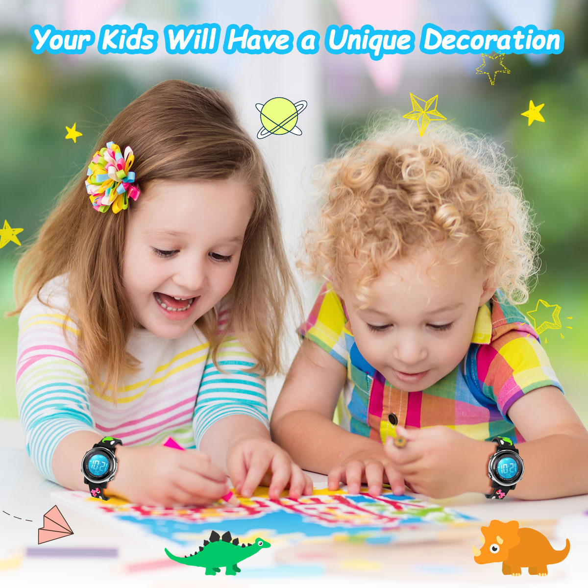 Children's Watch for Boys Girls Waterproof Outdoor LED Timer with 7 Colors Backlight