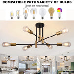 Industrial Light Fixture Living Room Chandelier Semi Flush Mount Ceiling Lamp